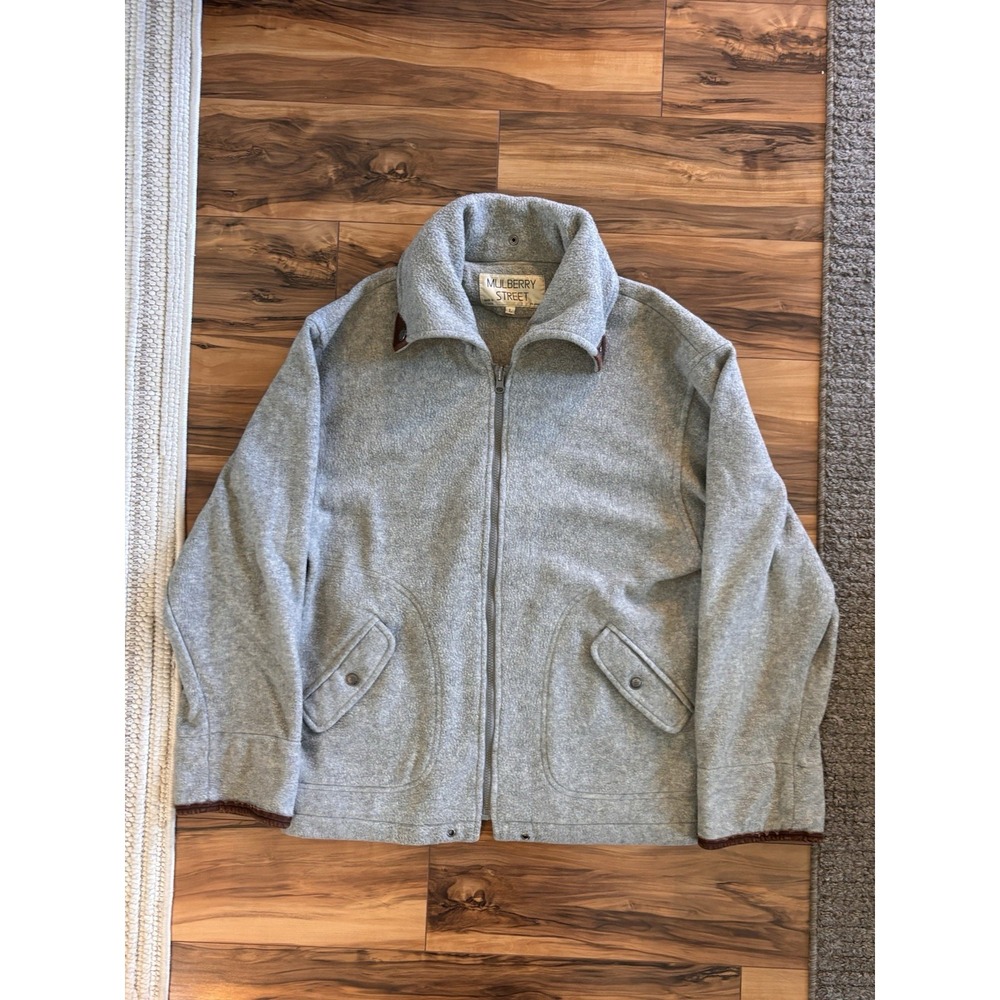 Vintage Mulberry Street Fleece Jacket Mens Large Gray Full Zip Made in Russia